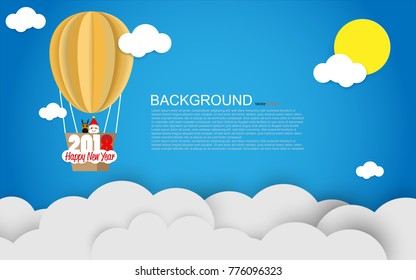 2018 Happy new year background in chrismas scene. Element for design, advertising, promotion of dairy products. Vector illustration.