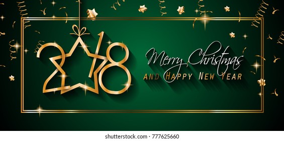2018 Frohes Neujahrshintergrund für Ihre Saisonflieger und Ihre Grußkarte oder Einladungen zu Weihnachten
