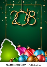 2018 Frohes Neujahrshintergrund für Ihre Saisonflieger und Ihre Grußkarte oder Einladungen zu Weihnachten