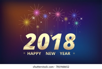 2018 Happy new year background. Celebration firework design. simple firework decoration. vector illustration.