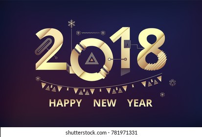 2018 Happy new year background. Celebration firework design. vector illustration.