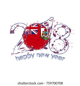 2018 Happy New Year Bermuda grunge vector template for greeting card, calendars 2018, seasonal flyers, christmas invitations and other.