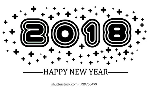 2018 happy new year black simple style