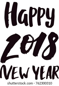 2018 happy New Year black text logo for holiday calendar print design or Christmass newborn yearly party illustration