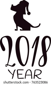 2018 happy New Year black text logo for holiday calendar print design or Christmass newborn yearly party illustration