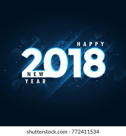 2018 happy new year blue background with glowing effect