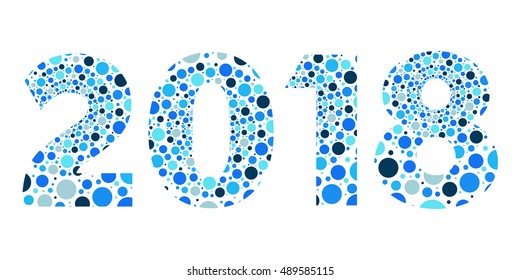 2018 Happy New Year bubble vector, blue isolated symbol