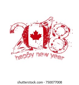 2018 Happy New Year Canada grunge vector template for greeting card, calendars 2018, seasonal flyers, christmas invitations and other.