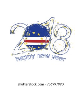 2018 Happy New Year Cape Verde grunge vector template for greeting card, calendars 2018, seasonal flyers, christmas invitations and other.