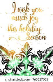 2018 Happy New Year and Christmas background gift card. Hand drawn style. Vector.