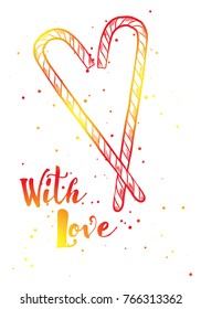 2018 Happy New Year and Christmas background gift card. Hand drawn style. Vector candy canes
