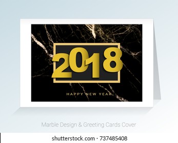 2018 happy new year concept, Symbols of beginning and celebration, Marble greeting cards vector background, Easy to use by place special offer such as add your own logo, images or text.