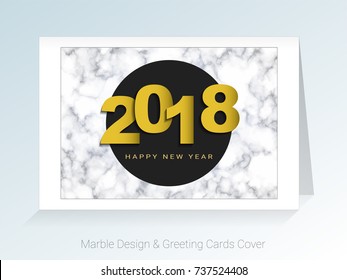 2018 happy new year concept, Symbols of beginning and celebration, Marble greeting cards vector background, Easy to use by place special offer such as add your own logo, images or text.