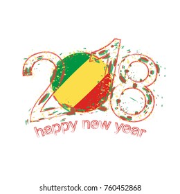 2018 Happy New Year Congo grunge vector template for greeting card, calendars 2018, seasonal flyers, christmas invitations and other.