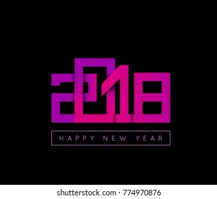 2018 Happy New Year congratulation. Origami paper cut