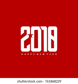 2018 happy new year with cool design text red backround