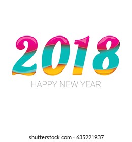 2018 Happy new year creative design background or greeting card. vector 2018 annual report cover with colorful numbers