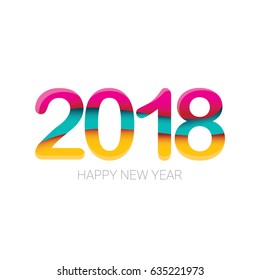 2018 Happy new year creative design background or greeting card. vector 2018 annual report cover with colorful numbers