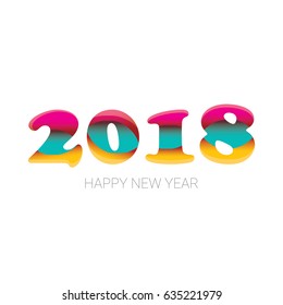 2018 Happy new year creative design background or greeting card. vector 2018 annual report cover with colorful numbers