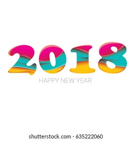 2018 Happy new year creative design background or greeting card. vector 2018 annual report cover with colorful numbers