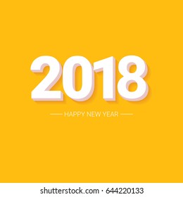 2018 Happy new year creative design orange greeting card or banner. vector 2018 annual report cover with white numbers on orange background