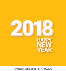 2018 Happy new year creative design orange greeting card or banner. vector 2018 annual report cover with white numbers on orange background