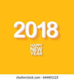 2018 Happy new year creative design orange greeting card or banner. vector 2018 annual report cover with white numbers on orange background