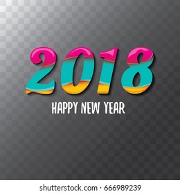 2018 Happy new year creative design numbers and greeting text  isolated on transparent background. vector 2018 annual report cover with colorful numbers