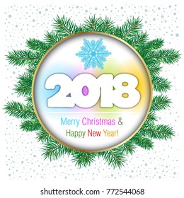 2018 Happy New Year design with text on white background. Vector.