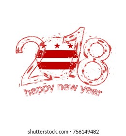 2018 Happy New Year District of Columbia US State  grunge vector template for greeting card, calendars 2018, seasonal flyers, christmas invitations and other.