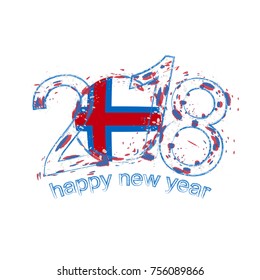 2018 Happy New Year Faroe Islands grunge vector template for greeting card, calendars 2018, seasonal flyers, christmas invitations and other.