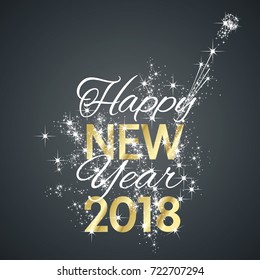 2018 Happy New Year firework black background vector