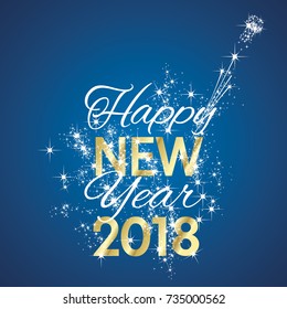 2018 Happy New Year firework blue background vector