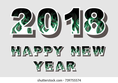 2018 happy new year flames style green