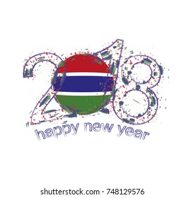 2018 Happy New Year Gambia grunge vector template for greeting card, calendars 2018, seasonal flyers, christmas invitations and other.