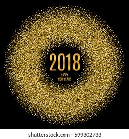 2018 Happy New Year glowing gold background. Vector illustration