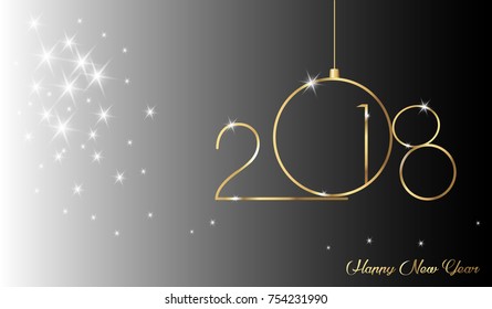 2018 Happy New Year with gold texture, modern Background, vector isolated or brilliant black background, elements for calendar and greetings card or Christmas themed invitations