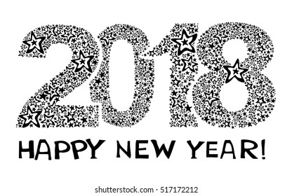 2018 Happy New Year greeting card or background. Vector illustration