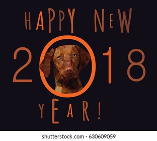 2018 Happy New Year greeting card. Celebration   background with dog and place for your text. 2018 Chinese New Year of the dog. Illustration