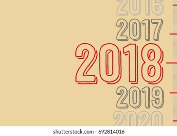 2018 Happy New Year greeting card with abstract paper cut shapes on background. Background for your Seasonal Flyers and Greetings Card Vector illustration.