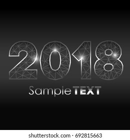 2018 Happy New Year greeting card with abstract paper cut shapes on background. Background for your Seasonal Flyers and Greetings Card Vector illustration.
