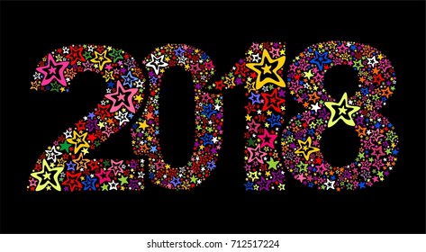 2018 Happy New Year greeting card or background. Vector illustration