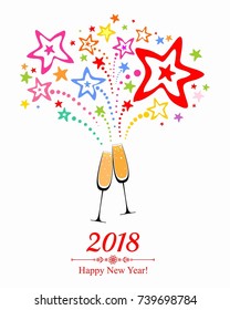 2018 Happy New Year greeting card. Vector Illustration