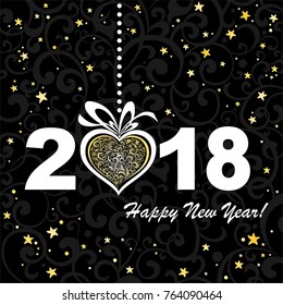 2018 Happy New Year greeting card or background. Vector illustration