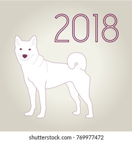 2018 Happy New Year greeting card. Celebration with dog. Illustration
