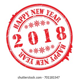 "2018 Happy New Year" grunge rubber stamp on white background, vector illustration