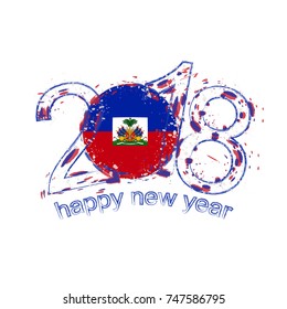 2018 Happy New Year Haiti grunge vector template for greeting card, calendars 2018, seasonal flyers, christmas invitations and other.