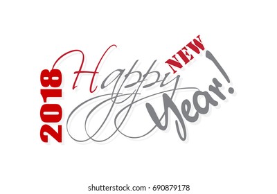 2018 Happy New Year hand lettering card or background.
Vector illustration