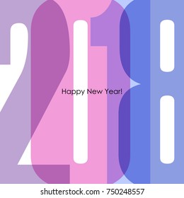 2018 Happy New Year holiday card. Colorful text design. Vector illustration.
