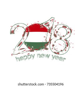 2018 Happy New Year Hungary grunge vector template for greeting card, calendars 2018, seasonal flyers, christmas invitations and other.